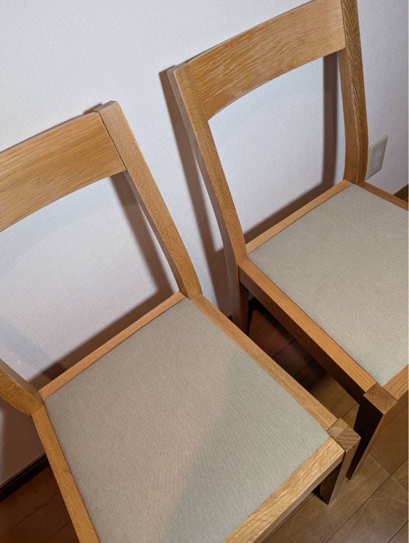□送料込□無印良品 オーク材 ダイニングチェア 綿平織 椅子 イス 廃盤品