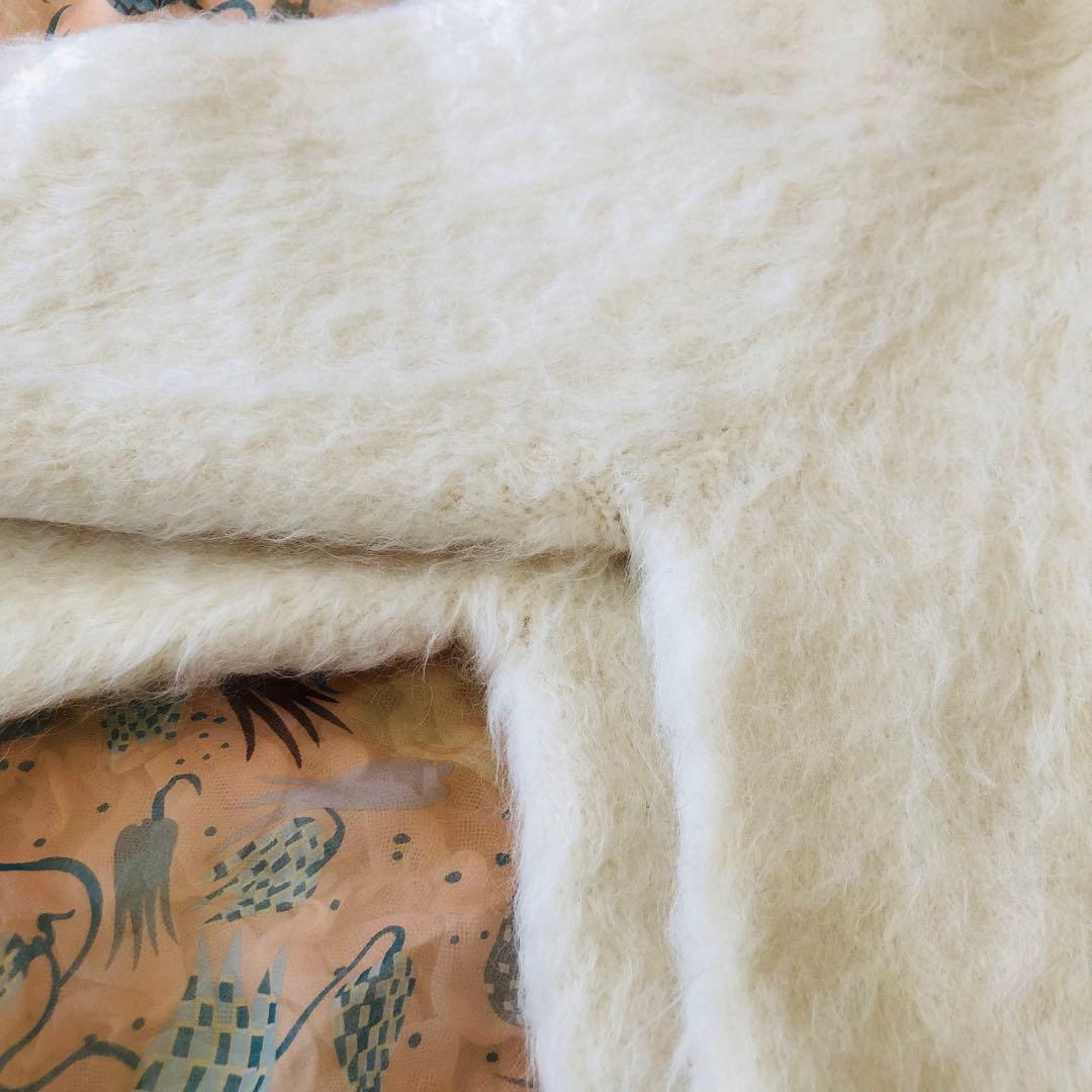 2023 バビロン BABYLONE アルパカ シャギークルーネックニット 白