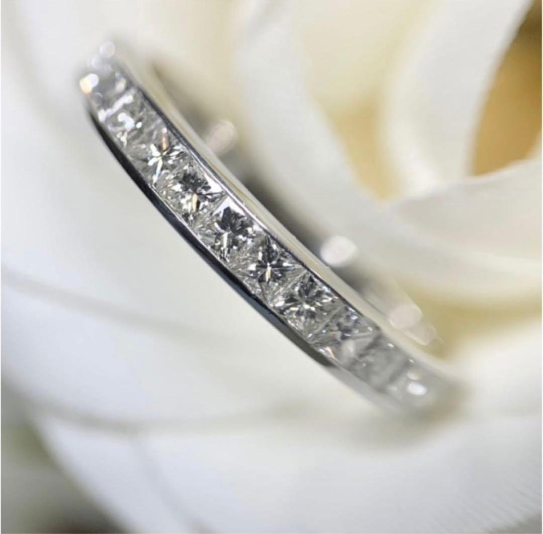 プリンセスカット ダイヤモンド エタニティ リング 0.59ct ダイヤ
