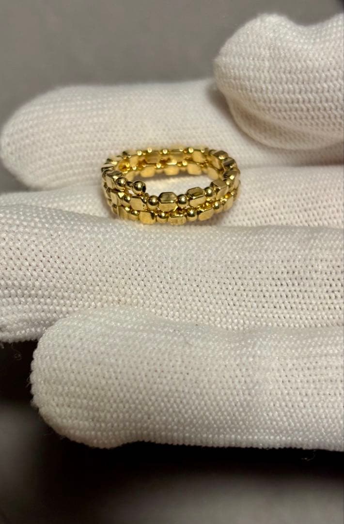 【美品】GSTV K18YG キューブデザイン フリーリング 1.3g