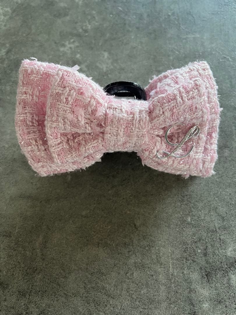 ルミニョン tweed ribbon hair clip ヘアクリップ ピンク - メルカリ