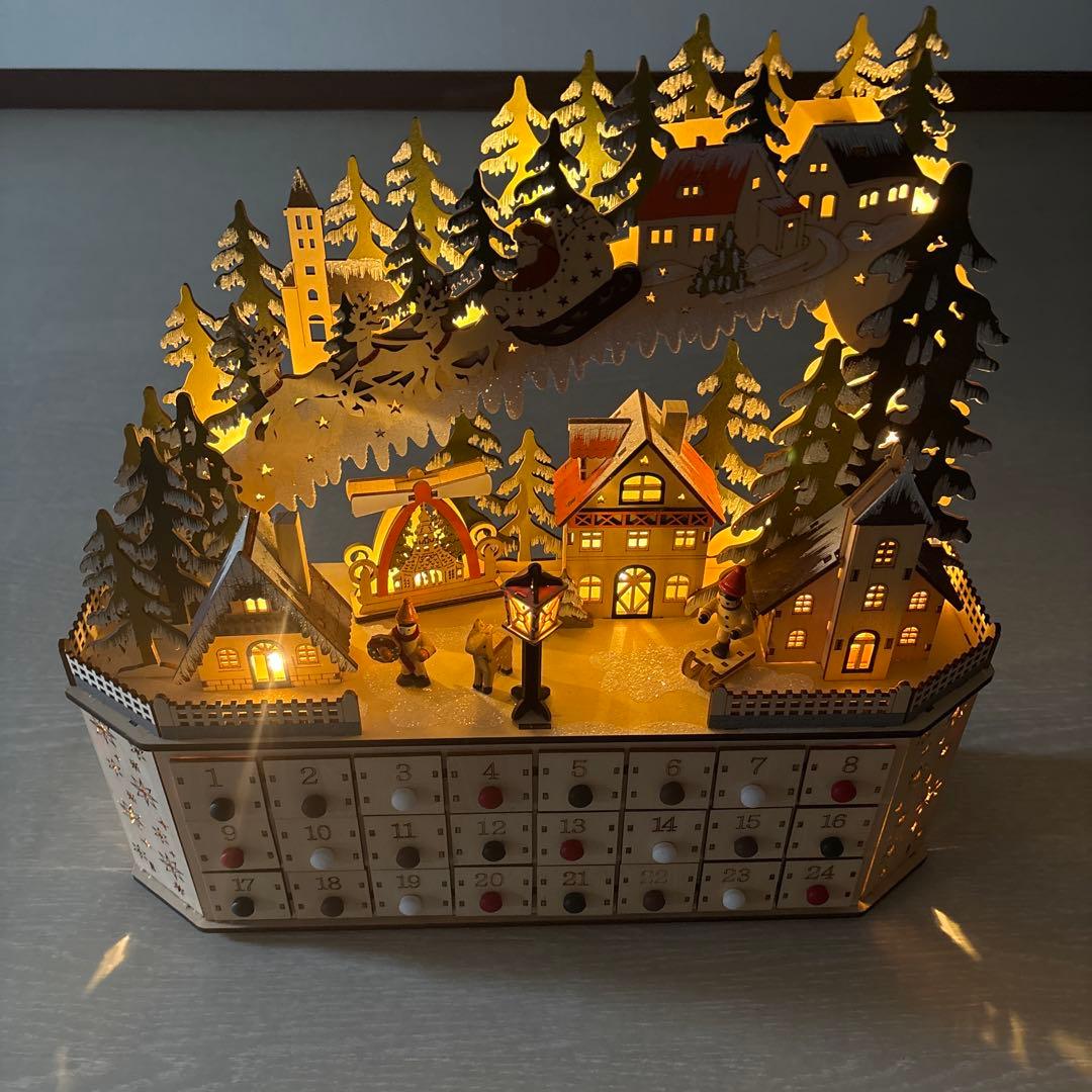 木製クリスマスLEDアドベントカレンダー LEDウッドアドベントカレンダー 観覧車 北欧 遊園地 高級 雑貨 置物
