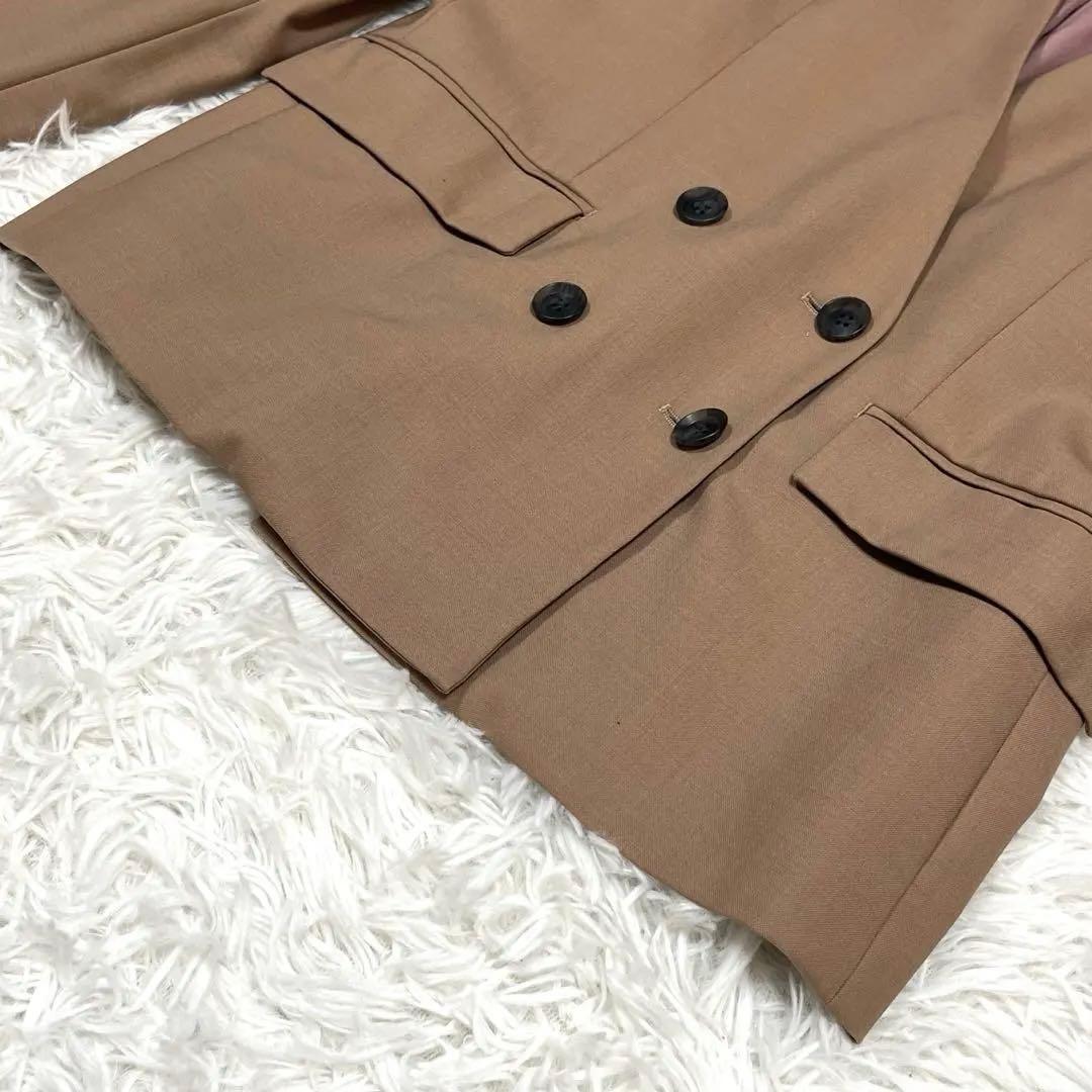 美品✨グリーンレーベルリラクシング ノーカラーダブル パンツスーツ