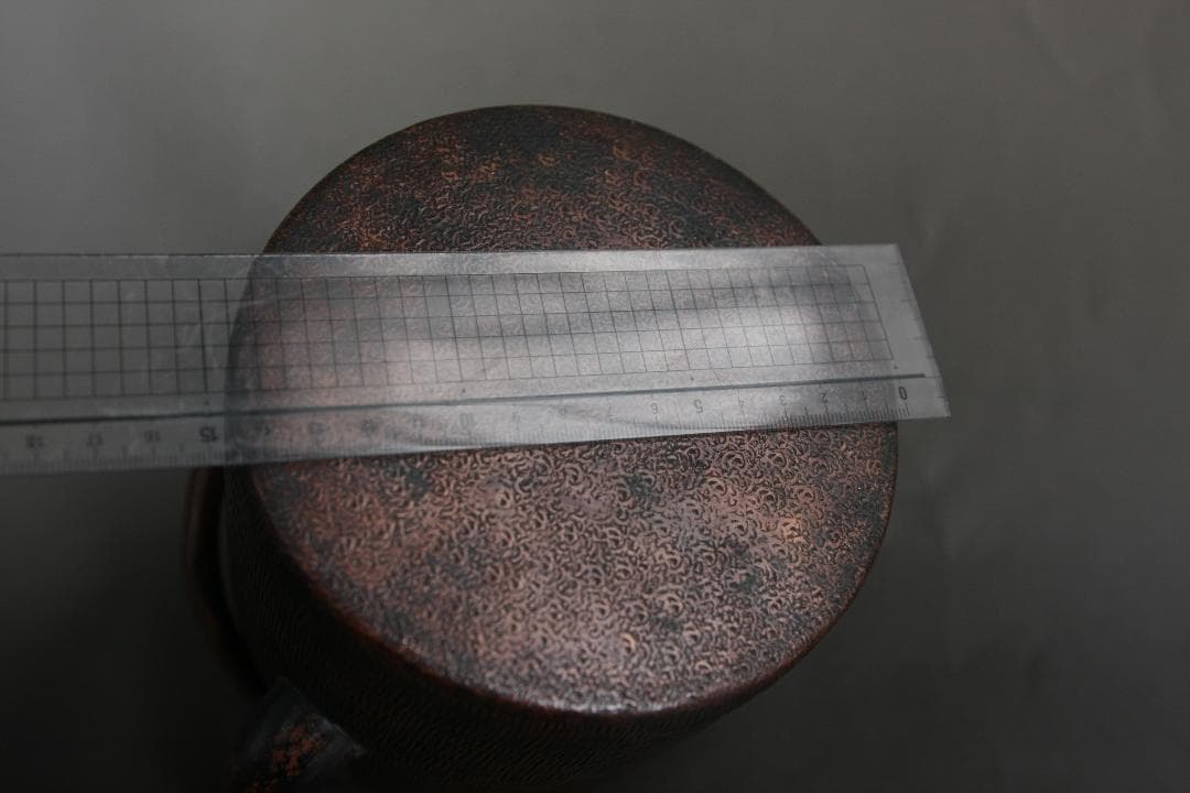 希少 槌目加工、打ち出し紋様入り銅製ヤカン 茶道 薬缶 やかん