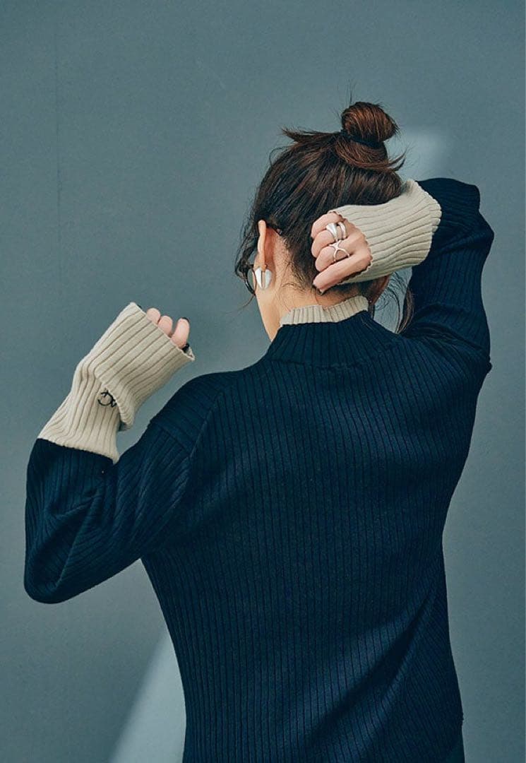 ANIECA 現行 Bicolor Rib Knit/バイカラー リブ ニット 在庫