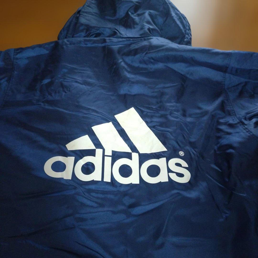 adidas フード付きベンチコート ネイビー - メルカリ