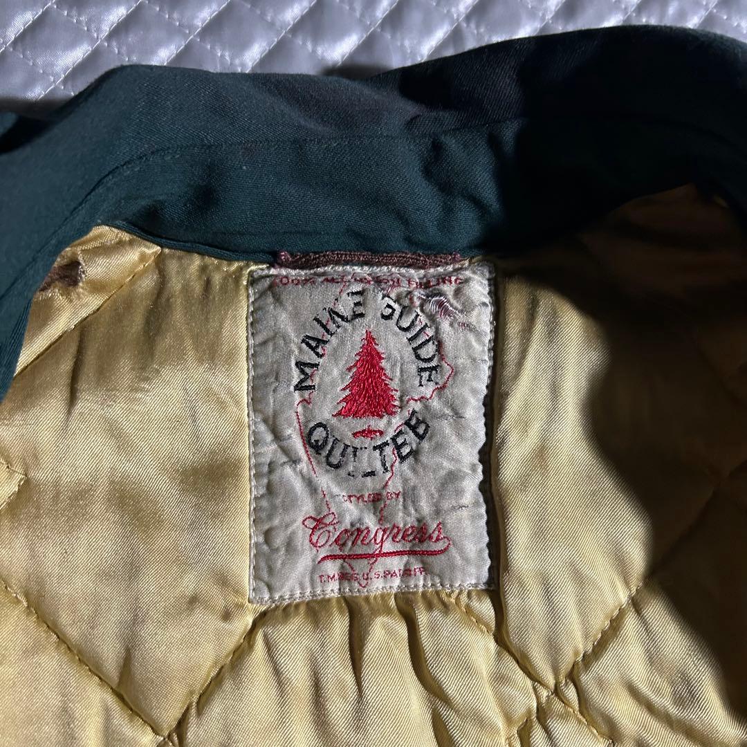 50s VINTAGE USA レーヨンギャバキルティングジップジャケット 中綿