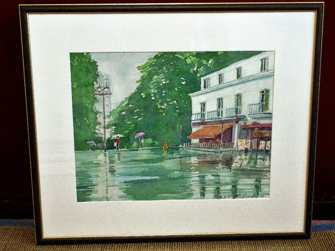 水彩画「公園のレストラン前」 漸く晴れて、秋の感じる公園で30分スケッチ。 #水彩画 #watercolor #風景画