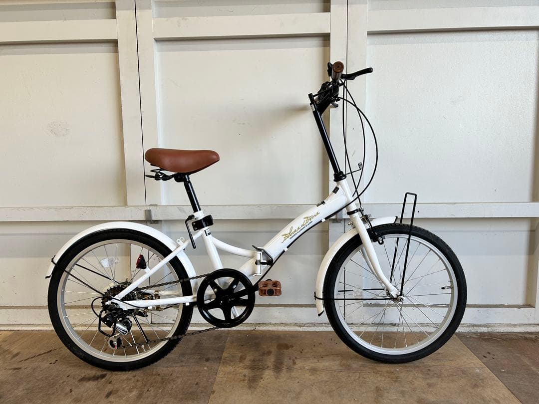 折りたたみ自転車 20インチ SHIMANO 6段変速 ホワイト - メルカリ