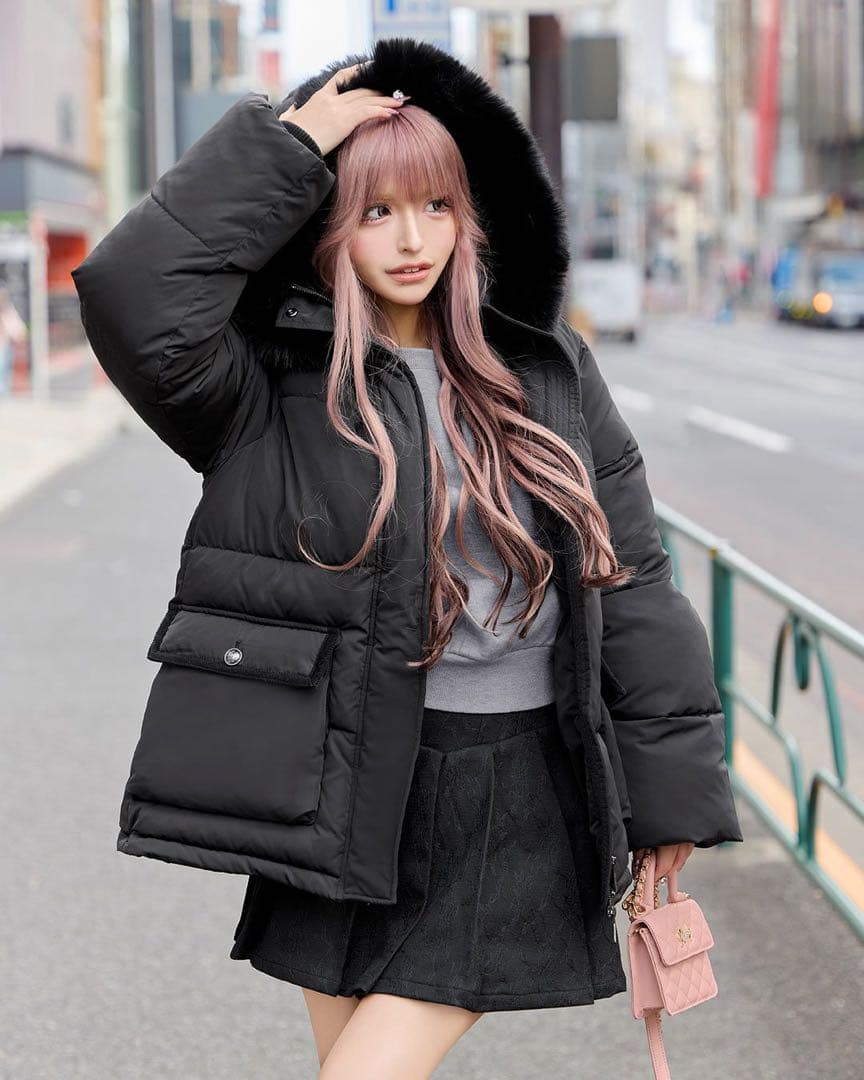 rady ファーフーディファイバーダウンコート - メルカリ