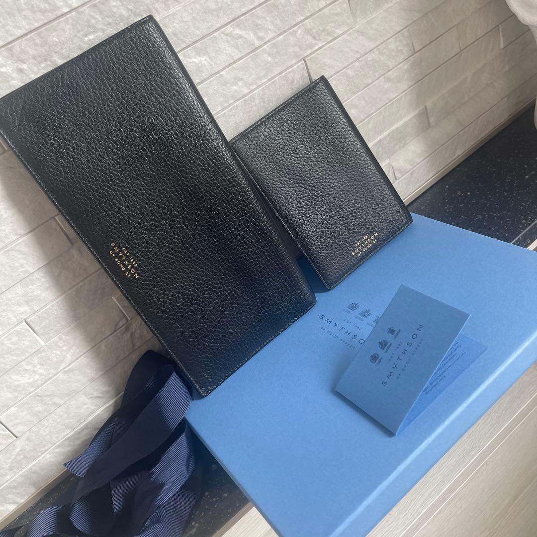 SMYTHSON スマイソン ボーディングパス+パスポートケースセット 黒 美