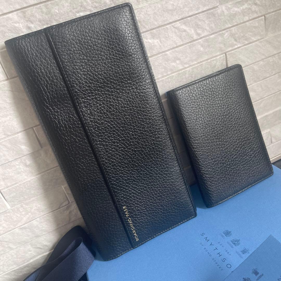 SMYTHSON スマイソン ボーディングパス+パスポートケースセット 黒 美