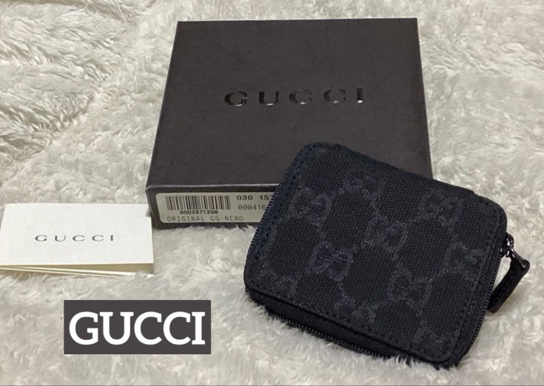 ★ GUCCI ★ケース ブラック 【未使用品】 GGパターン GGエンブレム〕GG ファブリック カードケース ・ブラック レザー
