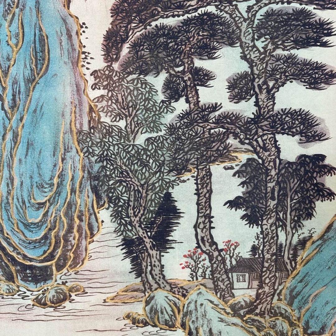 張大千 山水画 掛け軸 中堂 福満乾坤 中国画 サイズ：70×173cm