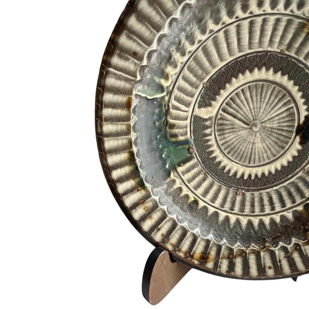 小石原焼 大皿 40cm 飛び鉋文様 お皿立て付き - メルカリ