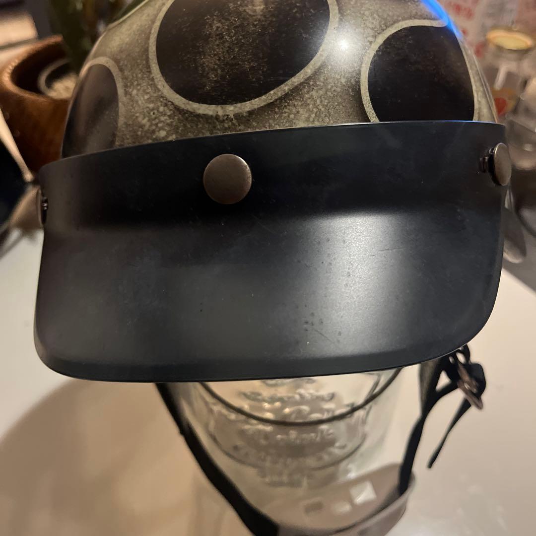 ポリヘル ポリス 黒エイジング白フレア ヘルメット バイク XL - メルカリ