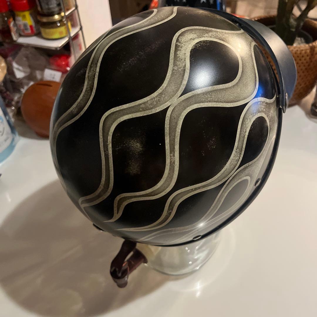 ポリヘル ポリス 黒エイジング白フレア ヘルメット バイク XL - メルカリ