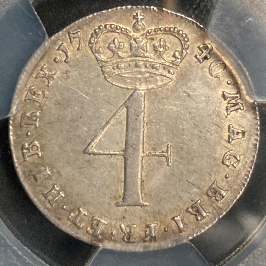 PCGS AU58 イギリス 4ペンス 銀貨 1740年 - メルカリ