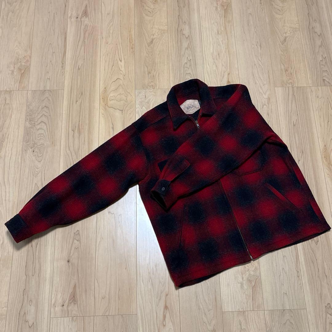 90s ウールリッチUSA製 オンブレチェック ウールジャケット 赤黒 XL