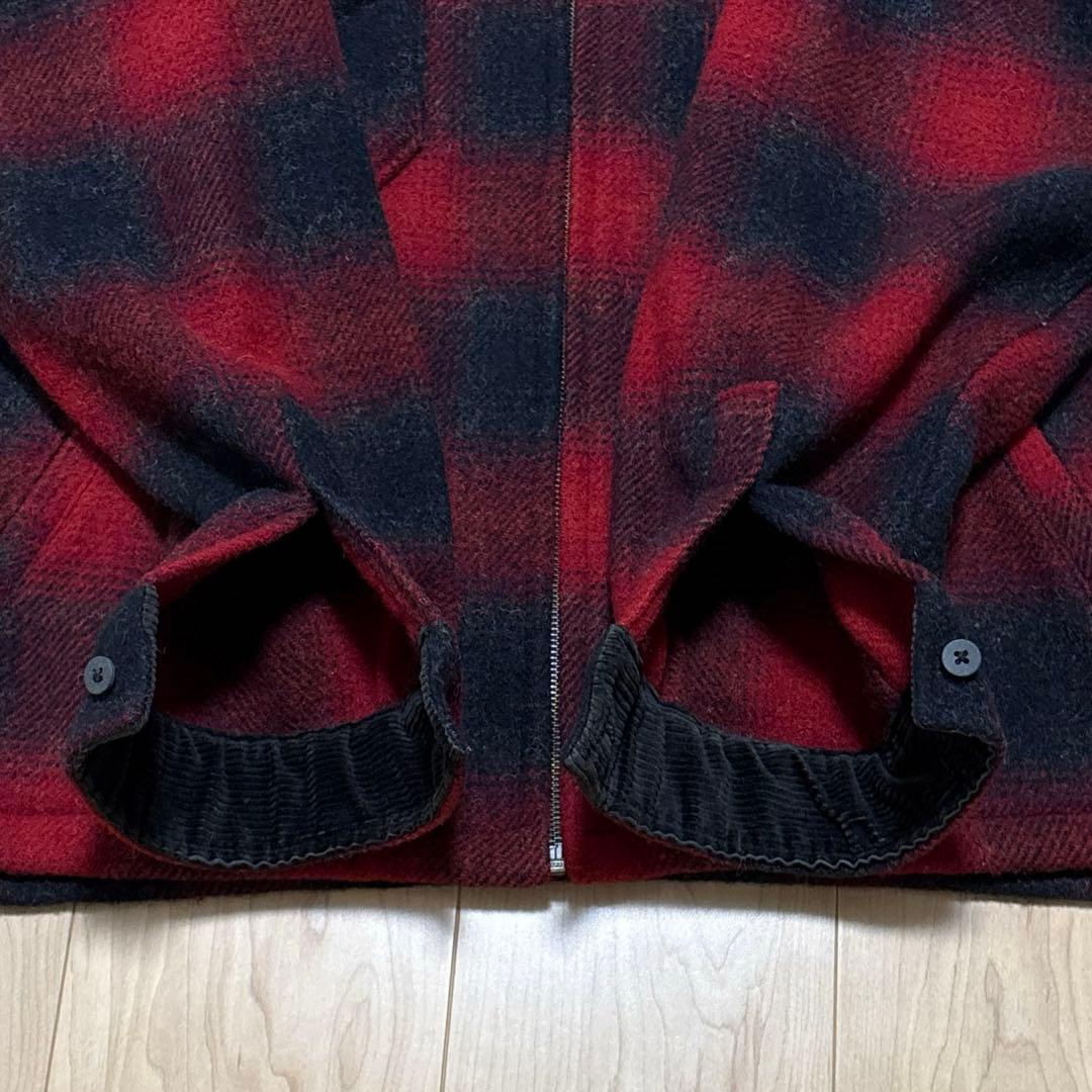 90s ウールリッチUSA製 オンブレチェック ウールジャケット 赤黒 XL