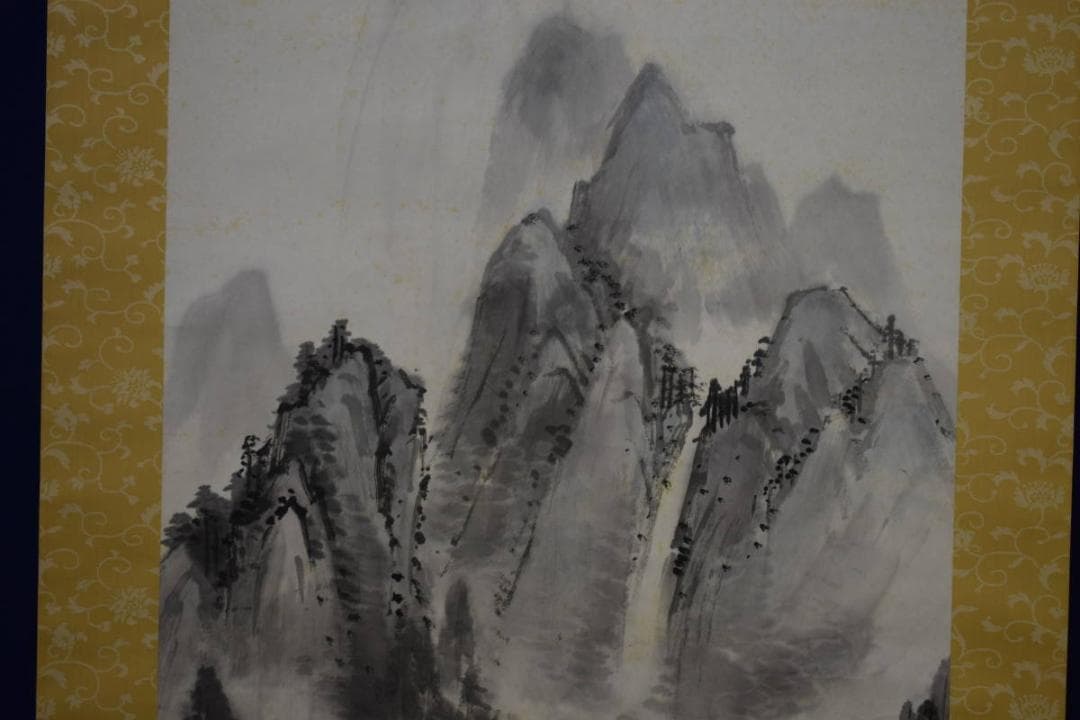 真作/蘆水/山水釣人図/桐共箱付/布袋屋掛軸HF-81