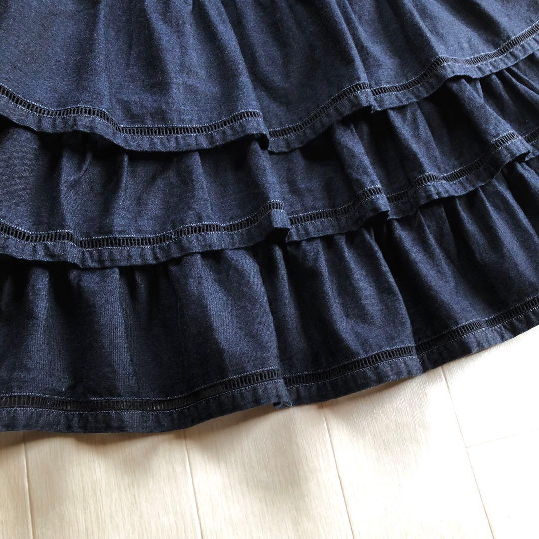 2024年 ピンクハウス デニム 挟みレース 段々被せ フリル スカート