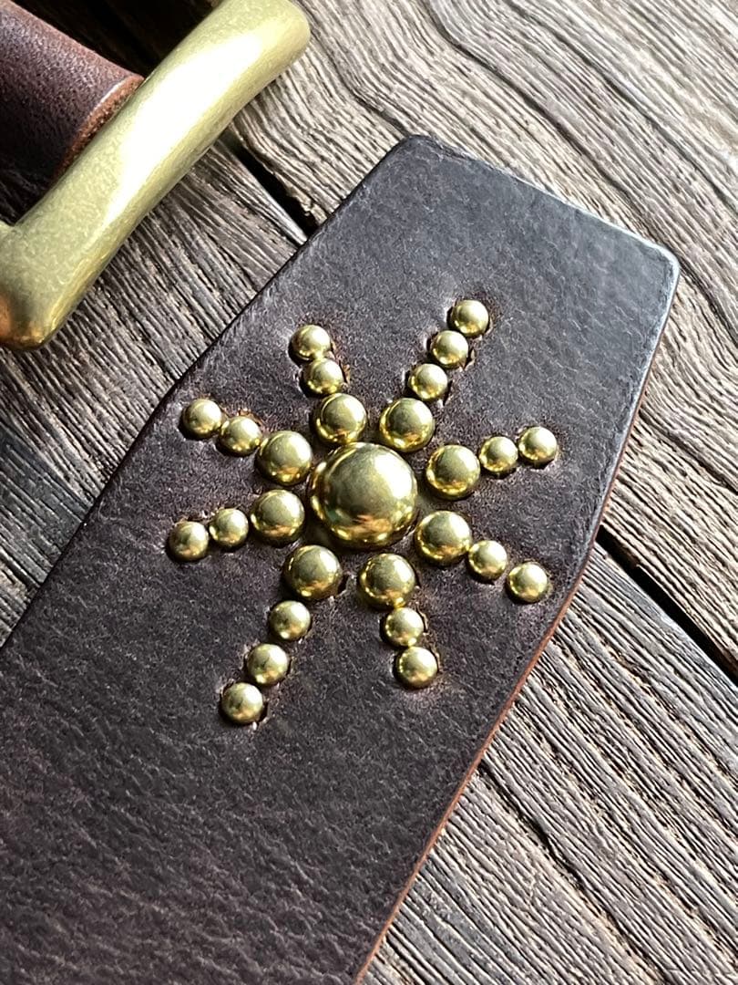 ディッキーズ874専用スタッズベルト ダークブラウン 真鍮 HTC CALEE