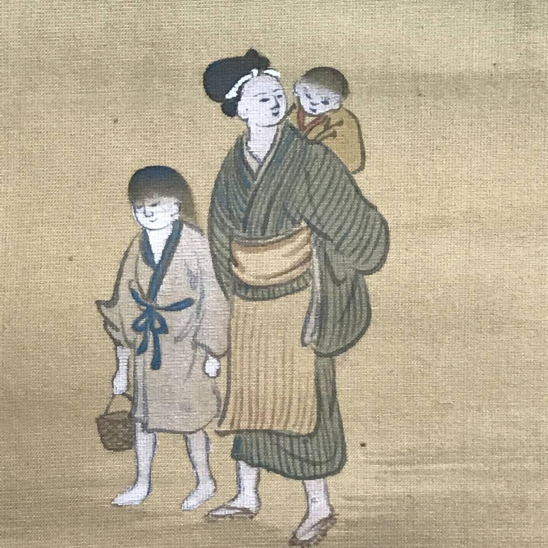 作者不詳/青緑農家の図/山水図/掛軸/名家伝来/AD-81