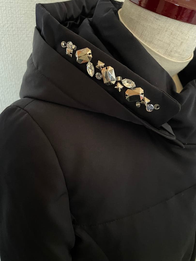 アベニールエトワール ロングダウンコート 34 ビジュー フード - メルカリ