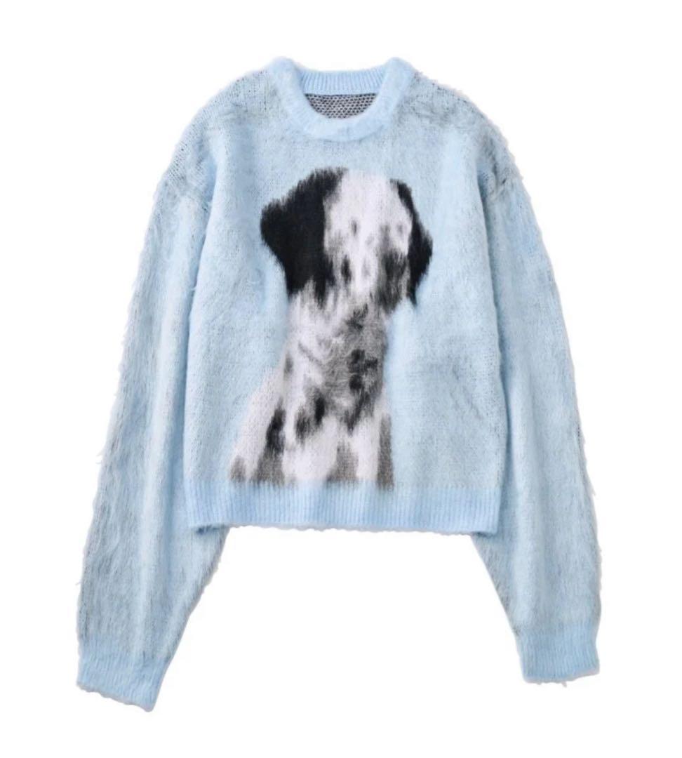 タグ付き KnuthMarf ダルメシアンシャギーニット クヌースマーフ ブルー Knuth Marf - dalmatian shaggy knit(unisex) / ダルメシアン シャギー