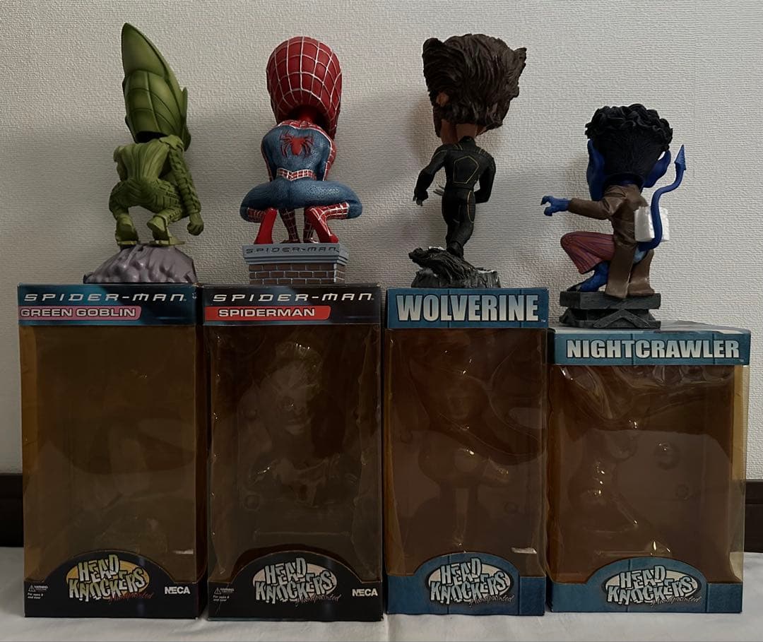 MARVEL　NECA　ボブルヘッド　スパイダーマン、X-MEN　4体セット