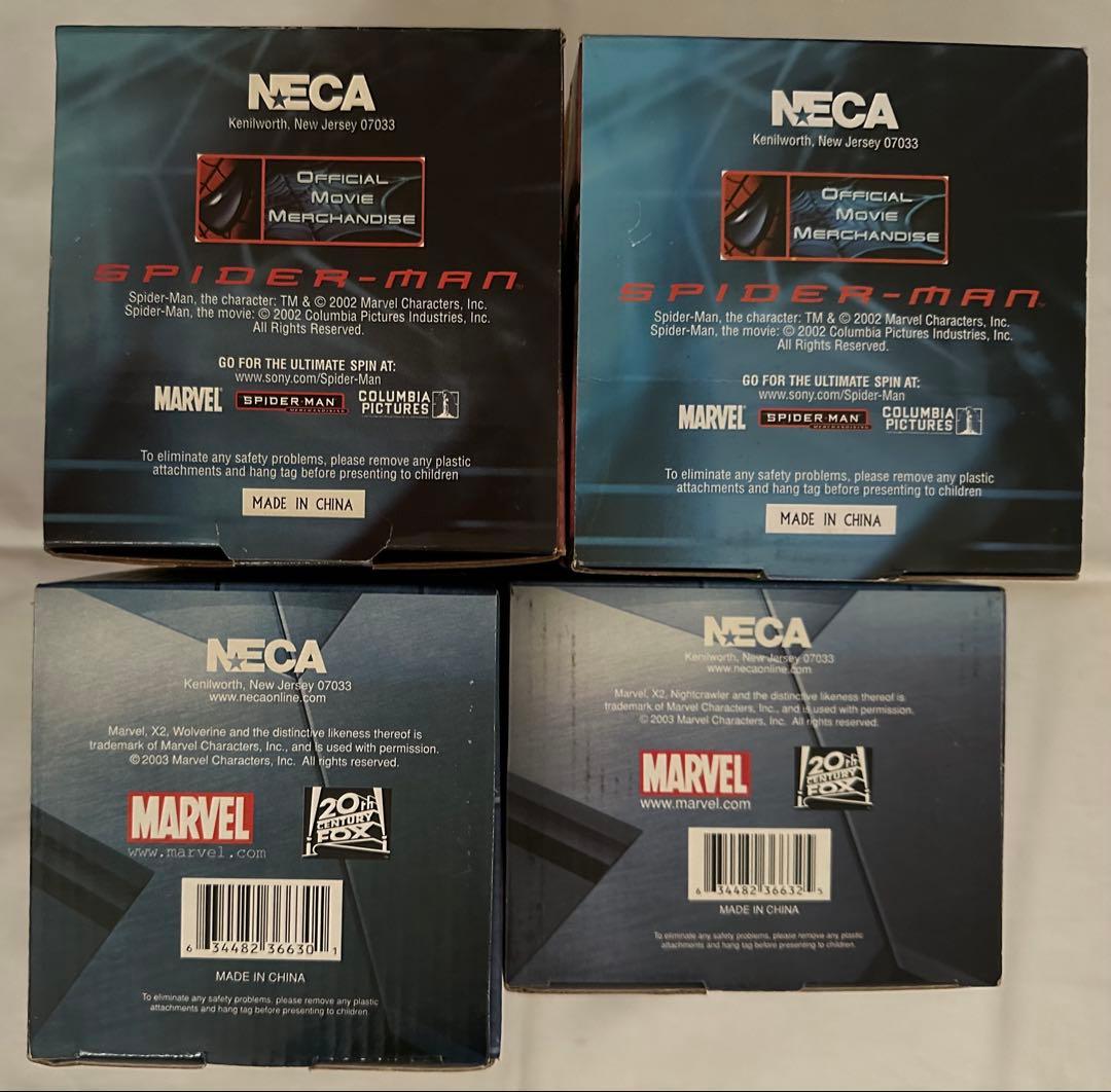 MARVEL　NECA　ボブルヘッド　スパイダーマン、X-MEN　4体セット