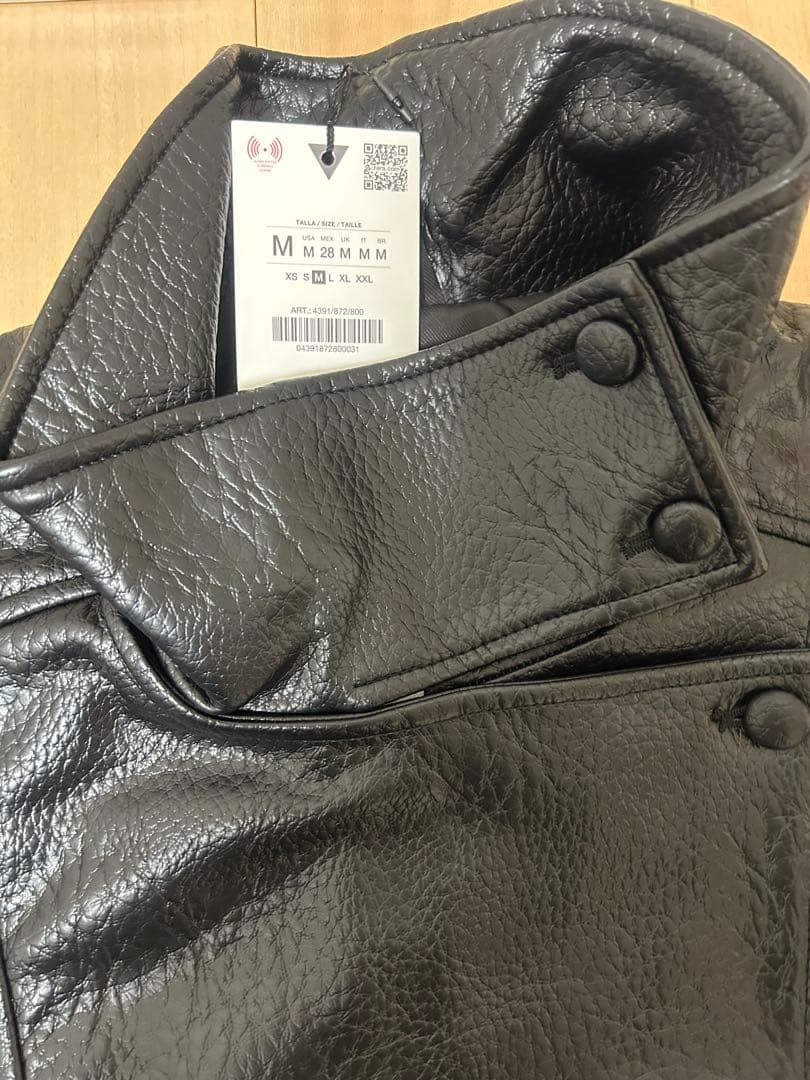 ZARA フェイクレザージャケット Mサイズ ブラック色 完売商品 タグ付き新品