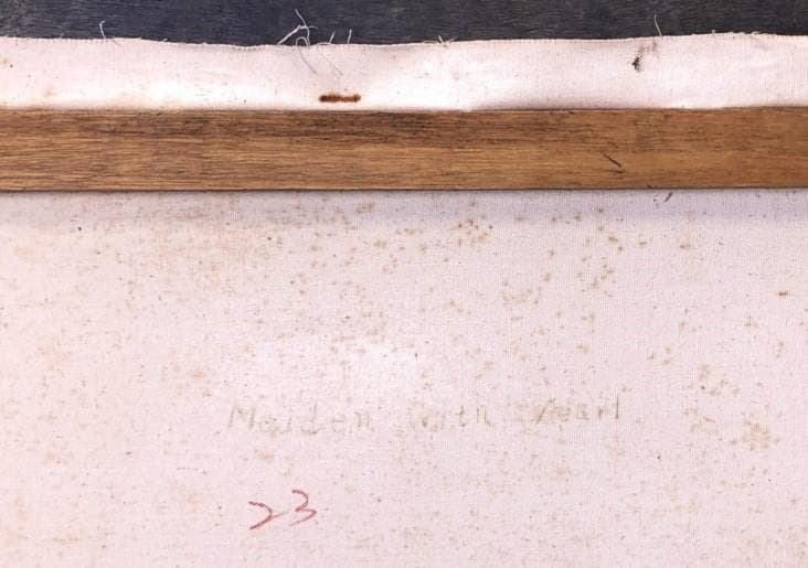 【 フェルメール『真珠の耳飾りの少女』】　肉筆複製画　額73.5×58.1ｃｍ