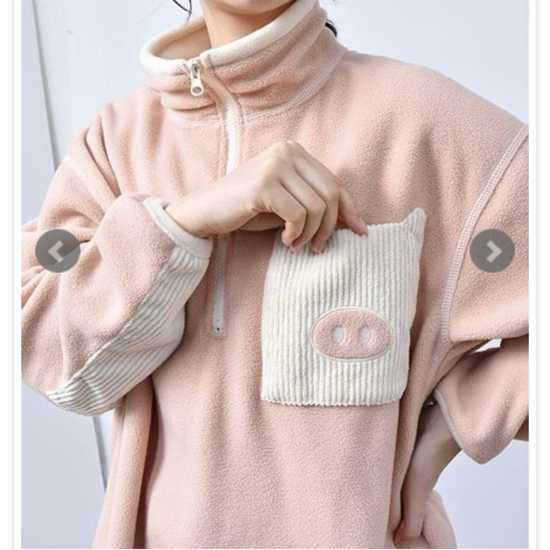 《新品》ドラッグストアーズ　ぶたポケット ハーフジップフリース