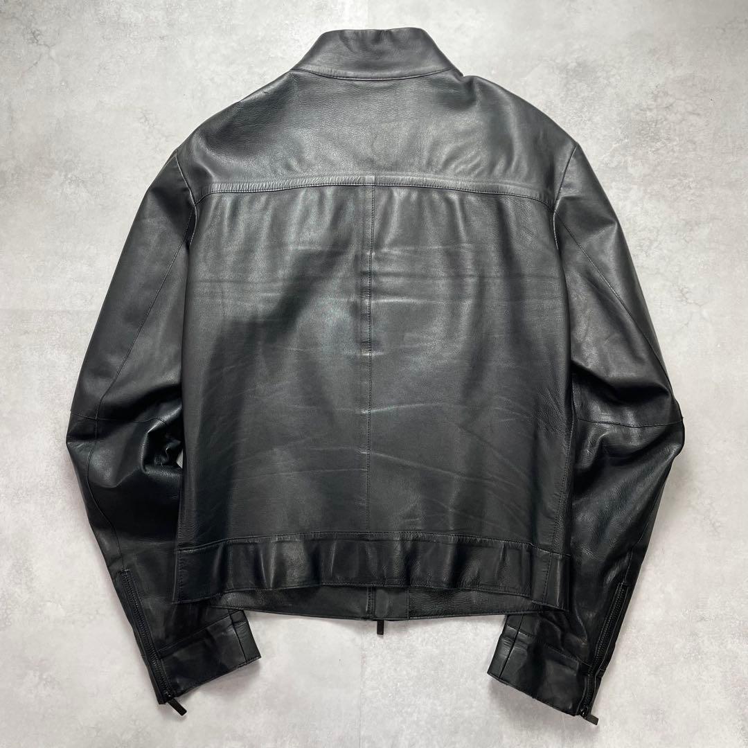 極美品 纏う色気 エンポリオアルマーニ ラムレザー ライダース 羊革 48