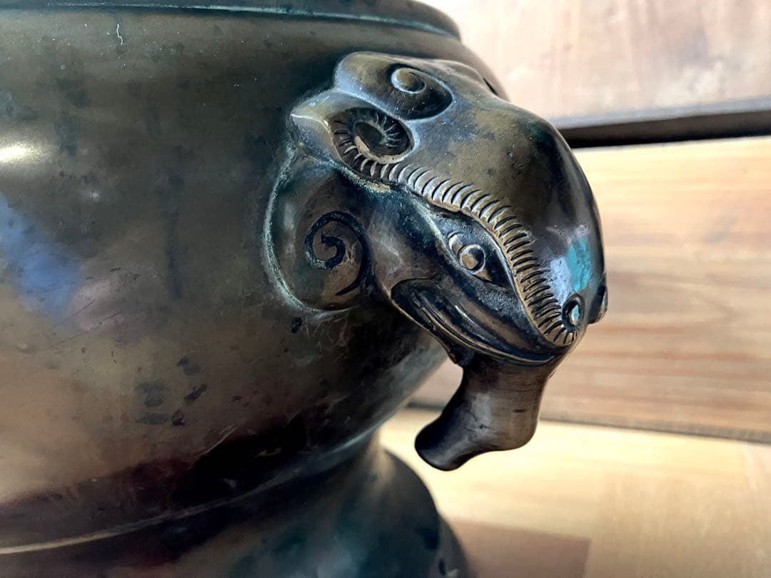 火鉢 一対 獅子耳 時代 骨董 明治 大正 アンティーク 古美術 古道具 レトロ