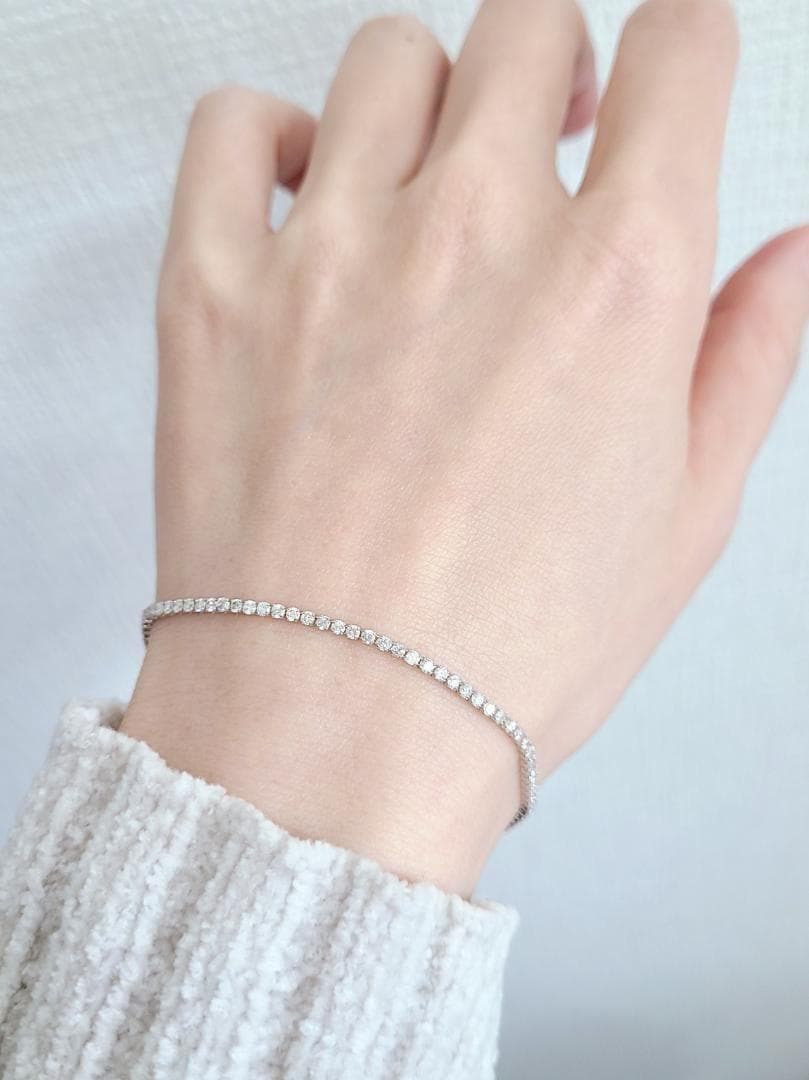 こみこみ白系 1.6ct　ダイヤモンド K14 WG テニスブレスレット