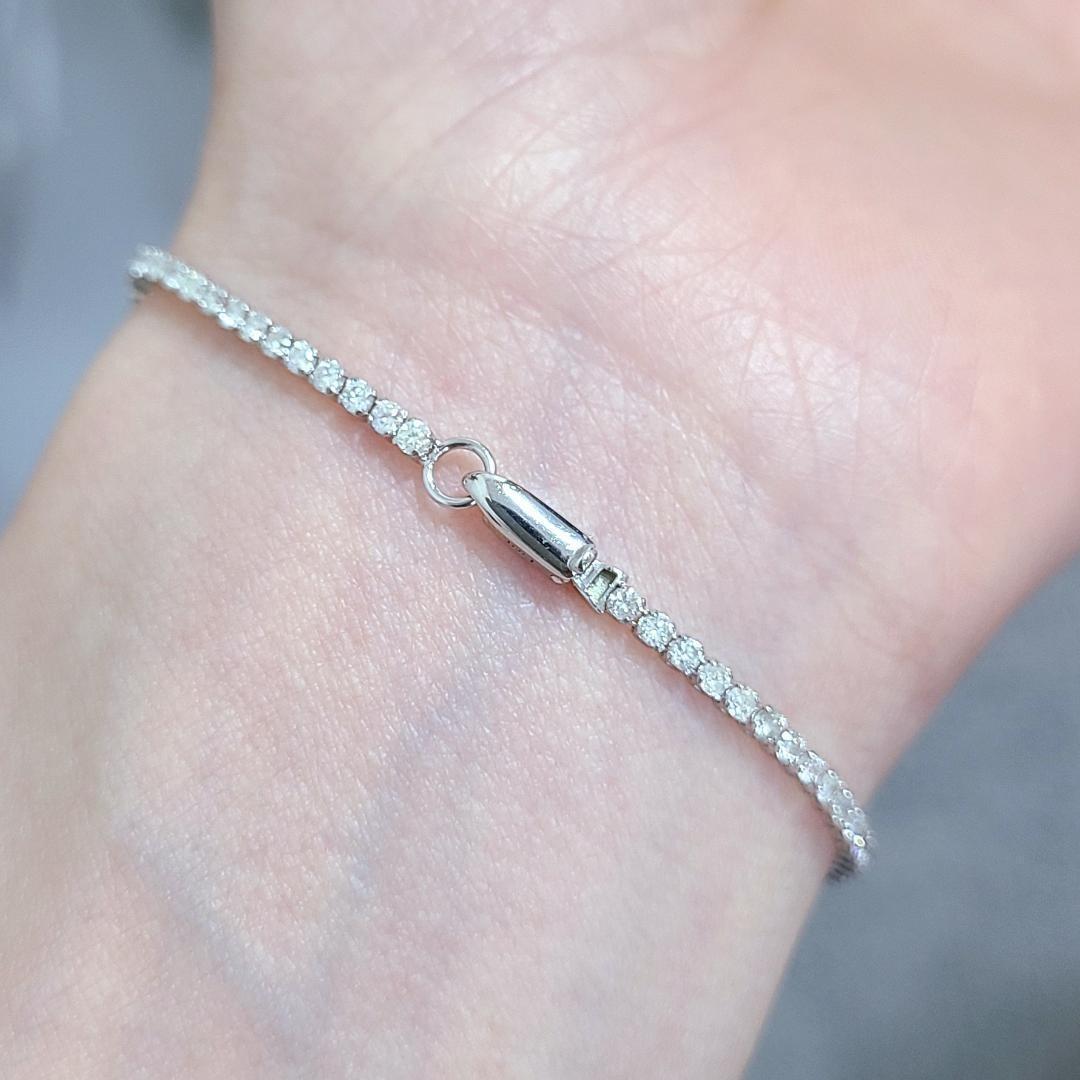 こみこみ白系 1.6ct　ダイヤモンド K14 WG テニスブレスレット