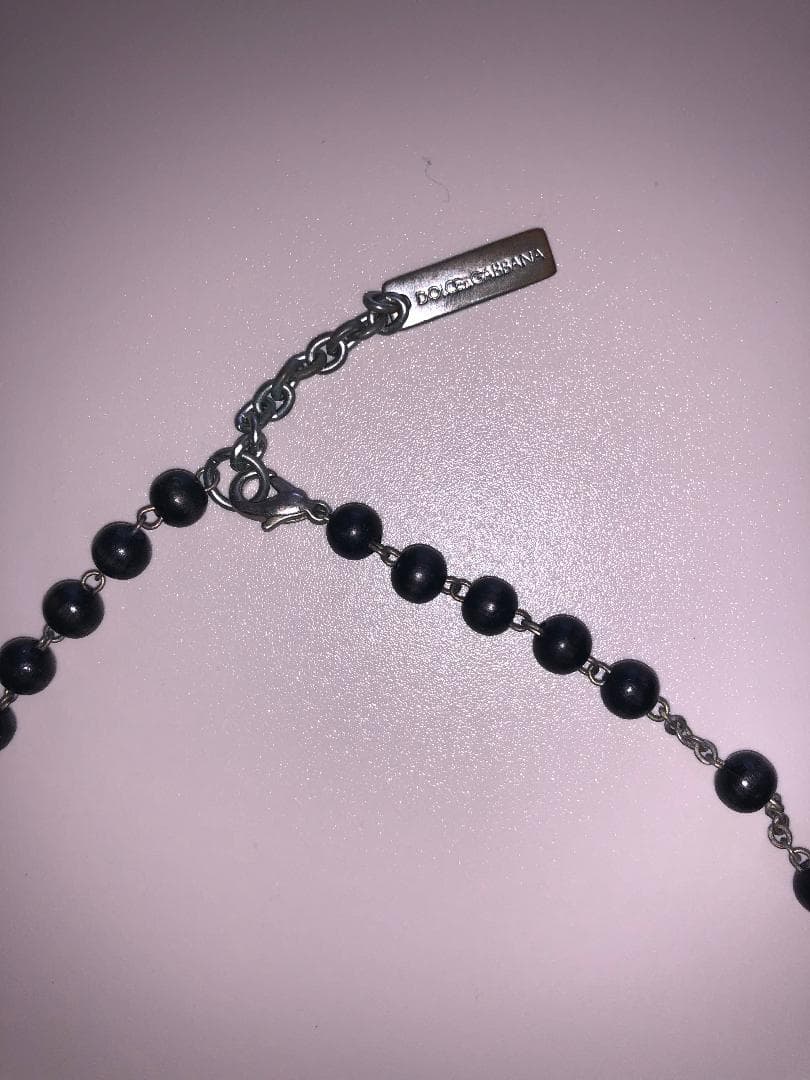 DOLCE&GABBANA ドルガバ ロザリオ ネックレス／ブラックXクローム