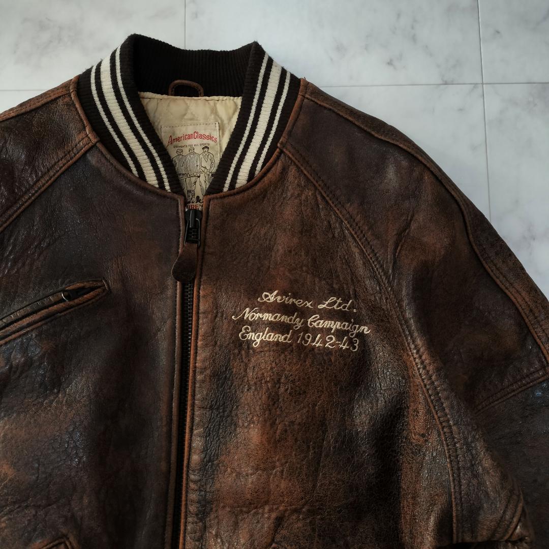 AVIREX オールレザー バーシティジャケット S レザースタジャン