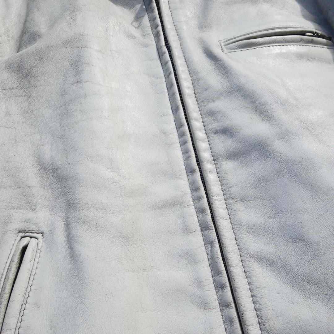 米国製立襟Schottショット641シングルライダースホワイト白USA製40