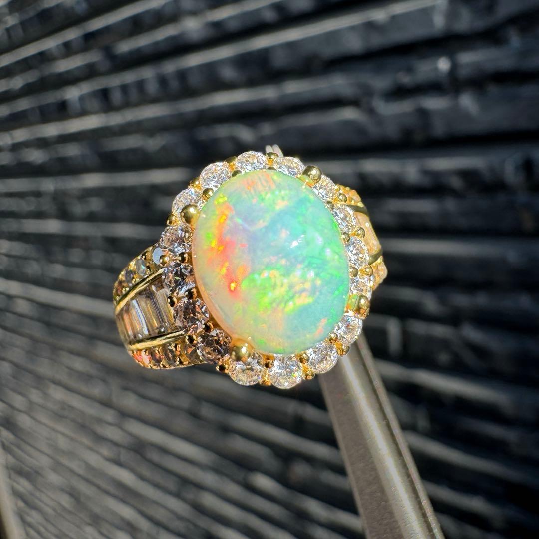 新作 天然石リング　オパール 1.985ct 遊色綺麗 S925 18KGP