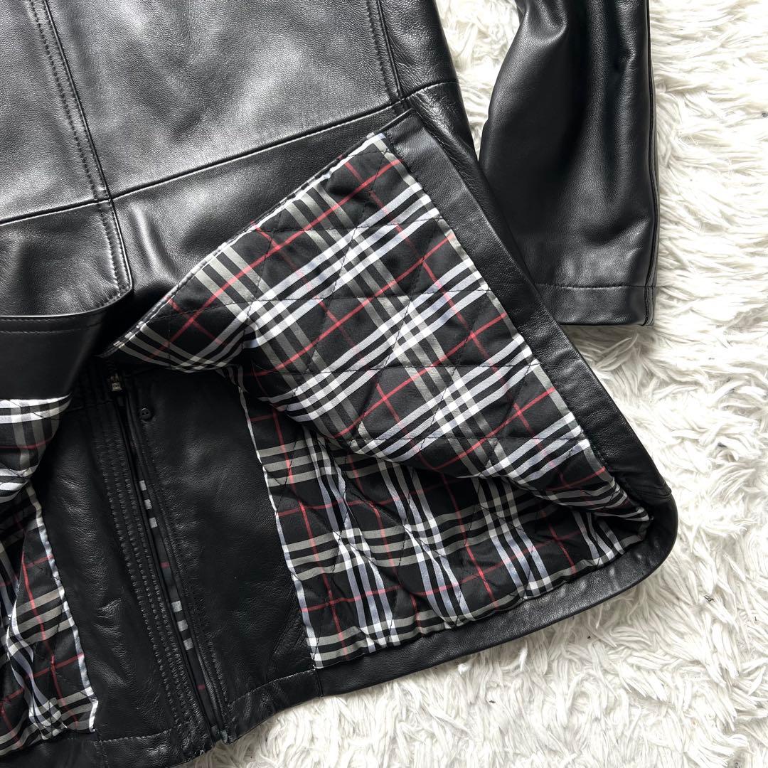 美中古 バーバリー ブラックレーベル ラムレザー M ラビットファー