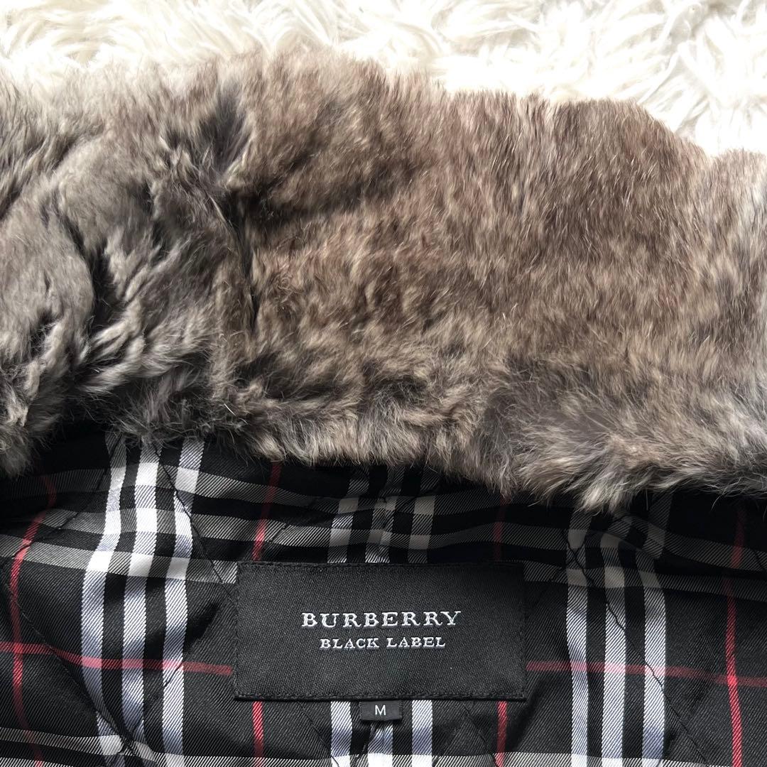 美中古 バーバリー ブラックレーベル ラムレザー M ラビットファー