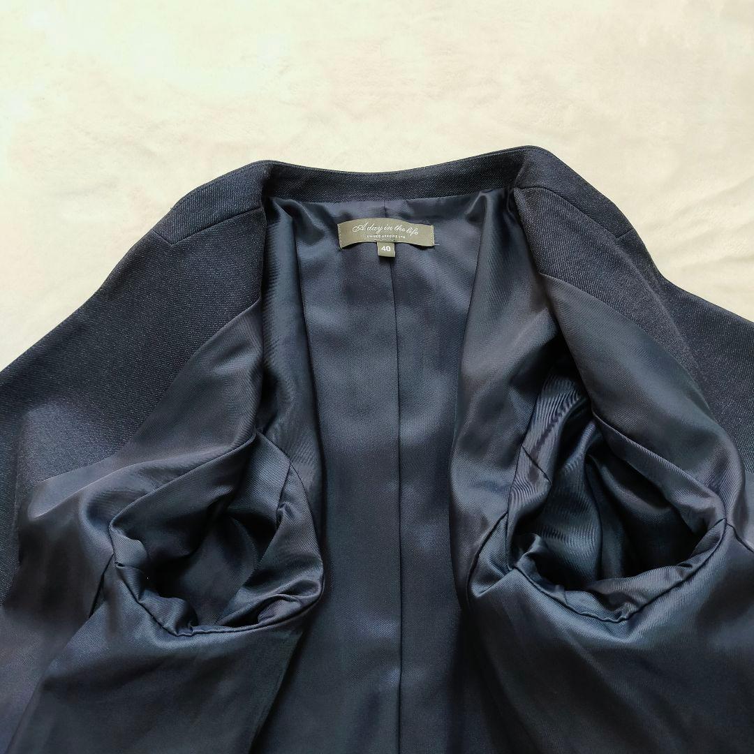 美品　A day in the life　40　洗えるノーカラーパンツスーツ