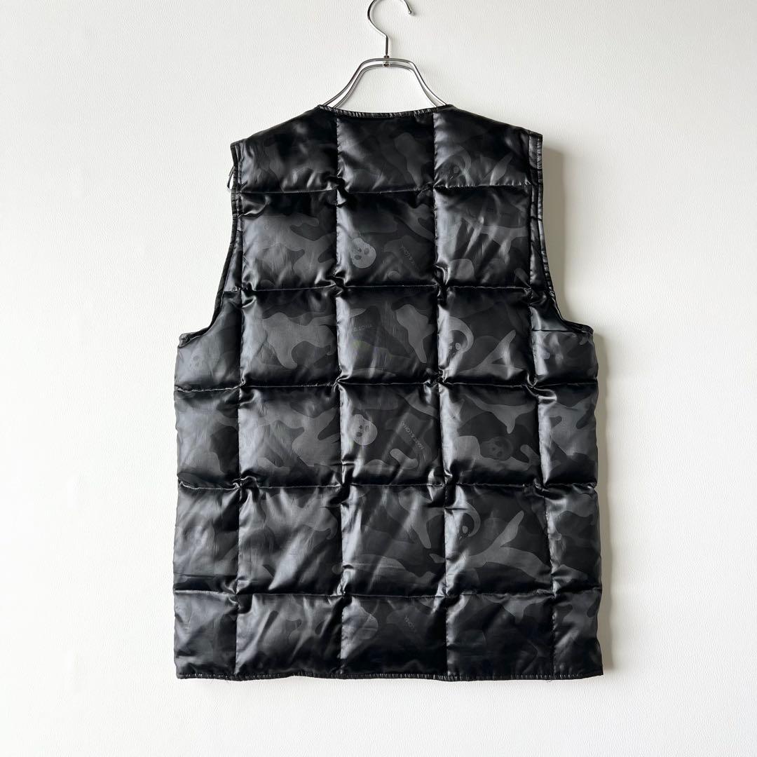 3265【美品】マークアンドロナ ダウンベスト カモフラ柄 スカルロゴ S