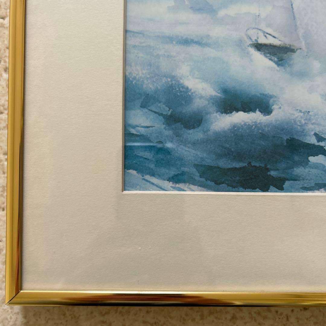 Maurice Silber モーリスシルバー水彩画 帆船　ヨット額装金