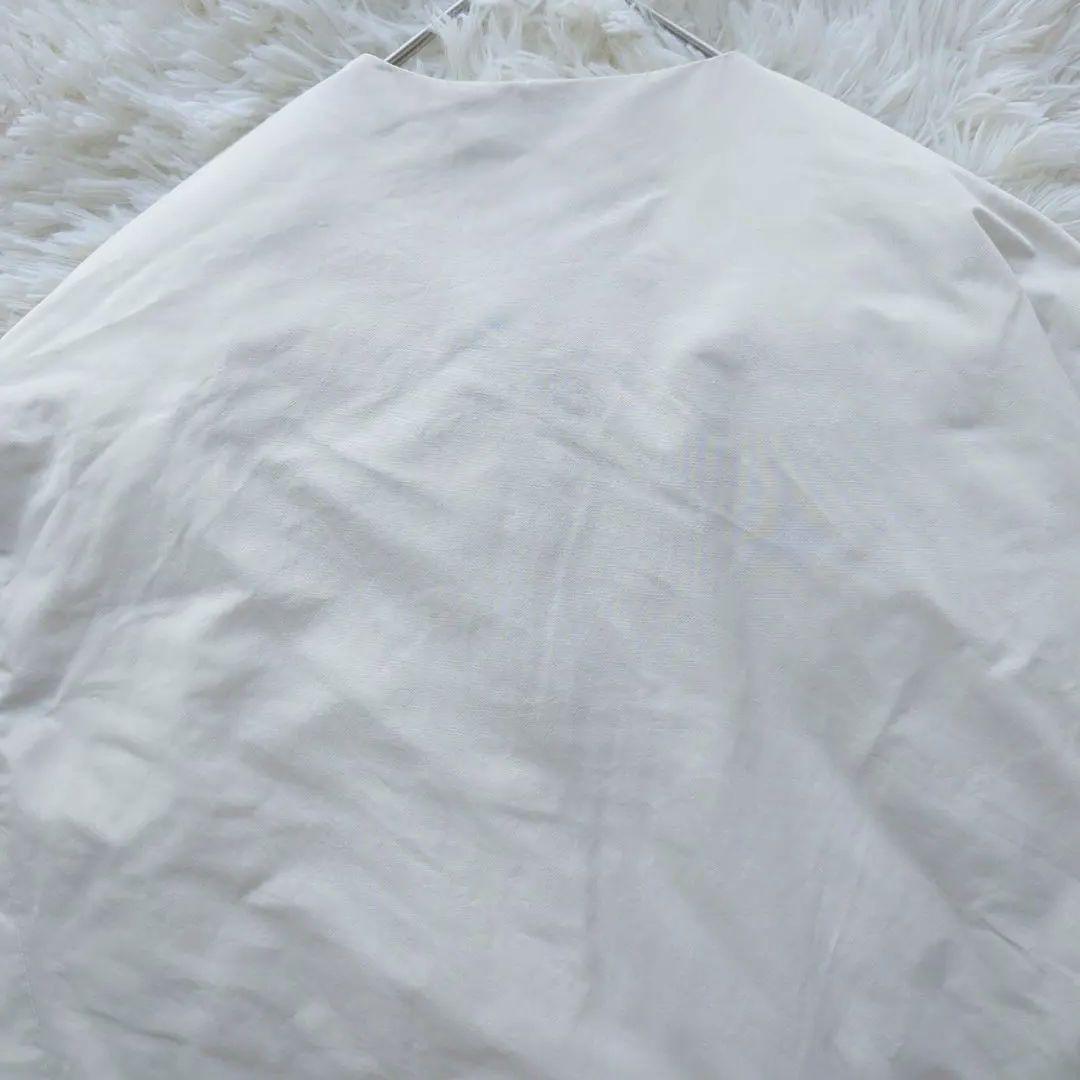 MACPHEE ノーカラーコート ダウン ホワイト アイボリー グレージュ