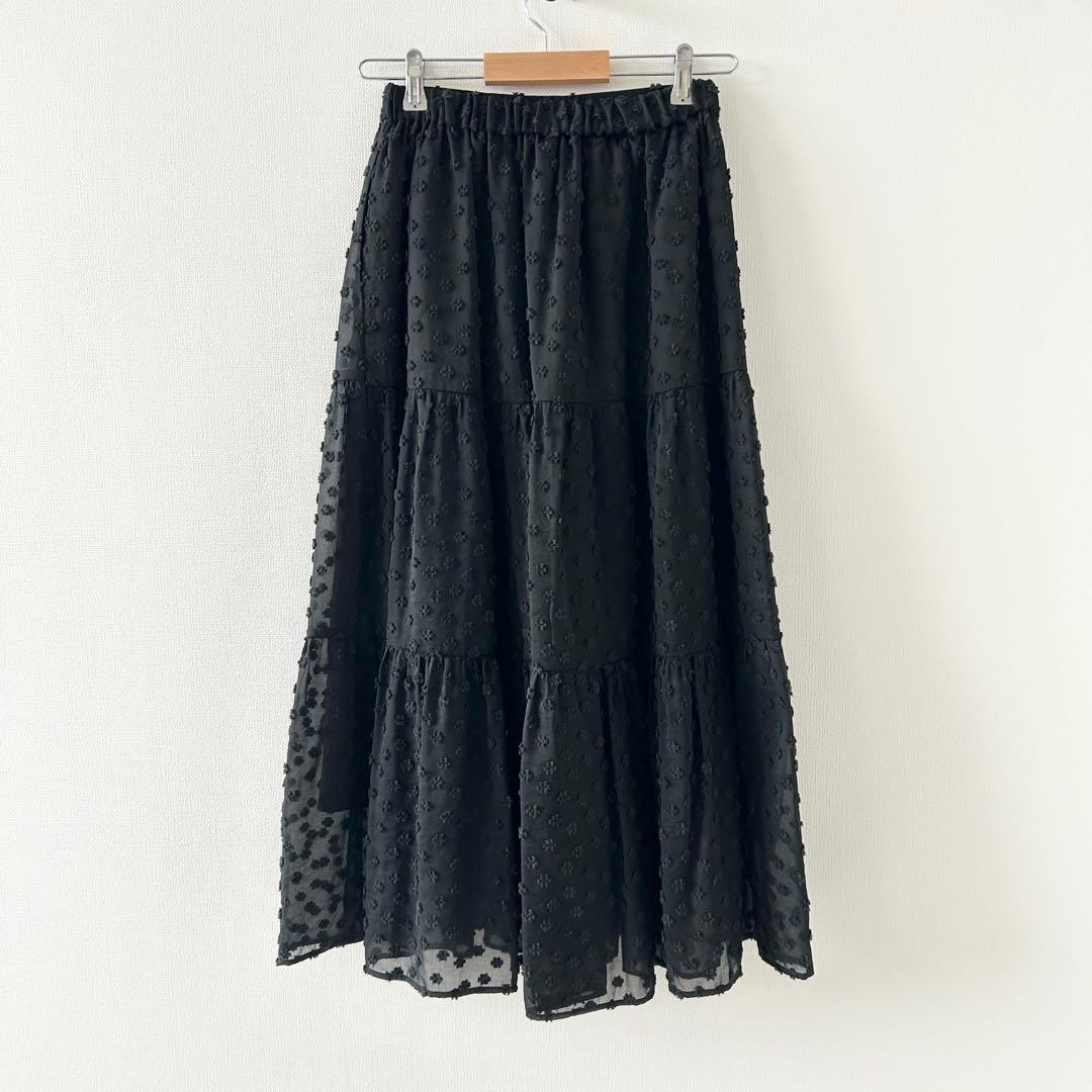ビアズリー　《LIVETART》小花ジャガードスカート　ブラック